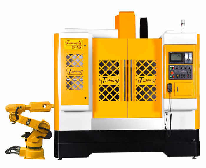 線軌機D-V8（三菱系統(tǒng)）—CNC850三軸線軌機(高速高精密零件立式加工中心機） （帶油霧得理器） 主軸轉速達18000轉 ，帶機械手